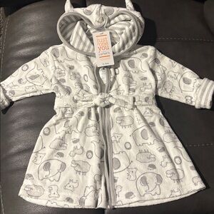 Carter's Light Gray Animal Print Kids Robe & cloths